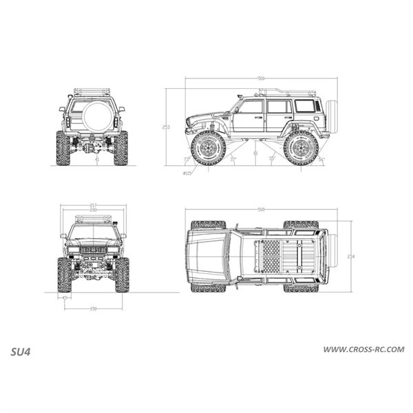 Cross-RC - SU4A 1/10 Demon 4x4 Crawler Kit-Full Hard Body SUV, Steel Rims - Image 3
