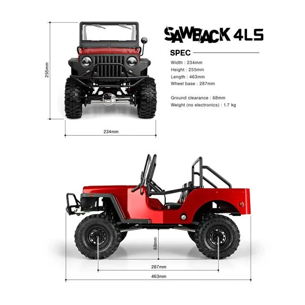 Gmade - SAWBACK 4LS Off-Road Vehicle Kit, 1/10 Scale, W/ A GS01 Chassis, And 4WD - Image 4
